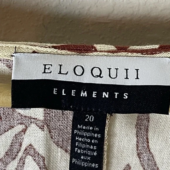 Eloquii Plus Size 20 Animal Print Linen Blend Belted Boho Coastal Dress - Picture 5 of 8